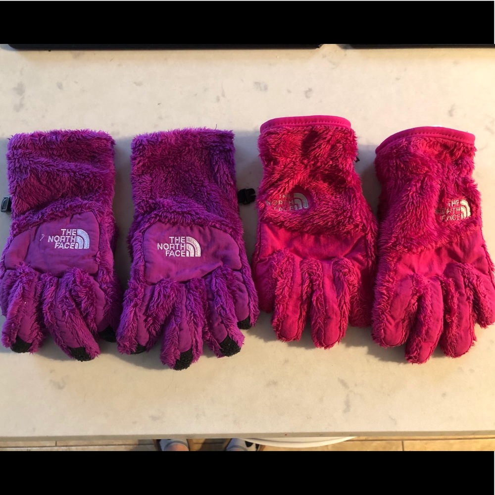 2 sets of girls Northface gloves